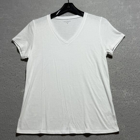 Mott & Bow Tops - Mott and Bow T Shirt Womens Size M White Pima Cotton V Neck Short Sleeve Basic